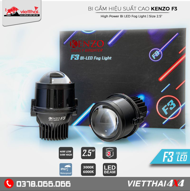 BI LED GẦM KENZO F3 2.5 - TÙY CHỌN NHIỆT MÀU